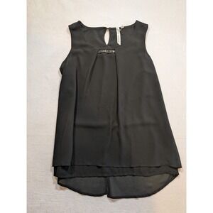 NY collection black beaded tank top blouse size S